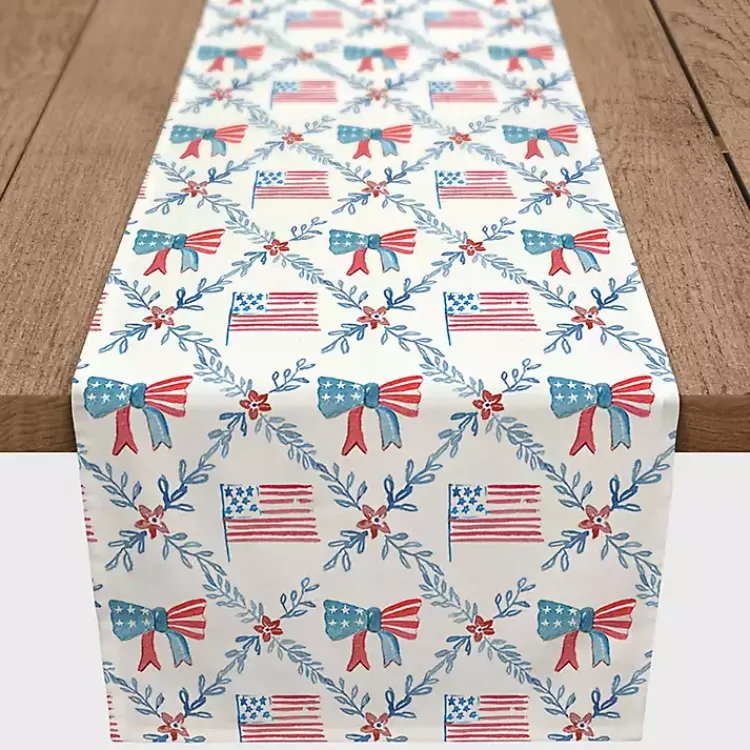 Kirklands Home Table Linens|Flags and Bows 4th of July Table Runner, 90 in.