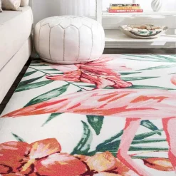 Kirklands Home Outdoor Rugs|Flamingo Leaf Indoor/Outdoor Area Rug, 8x10