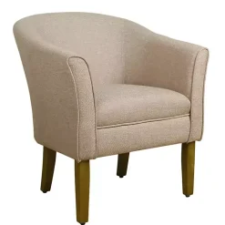 Kirklands Home Accent Chairs|Flax Brown Modern Barrel Accent Chair Tan