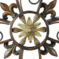 Kirklands Home Wall Plaques|Fleur De Lis Traditional Metal Cross Wall Plaque Brown