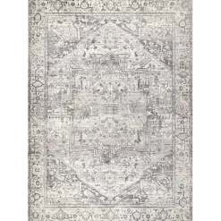 Kirklands Home Area Rugs|Flo Vintage Medallion Washable Area Rug, 6x9 Gray