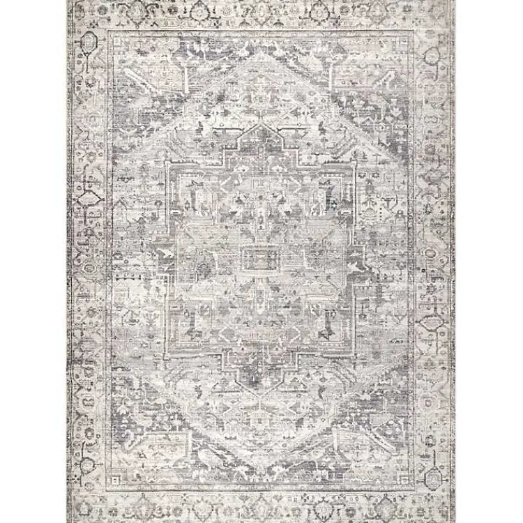 Kirklands Home Area Rugs|Flo Vintage Medallion Washable Area Rug, 6x9 Gray