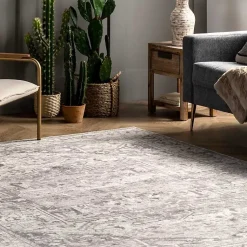 Kirklands Home Area Rugs|Flo Vintage Medallion Washable Area Rug, 6x9 Gray