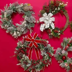 Discount Flocked Eucalyptus and Berry Christmas Wreath Wreaths