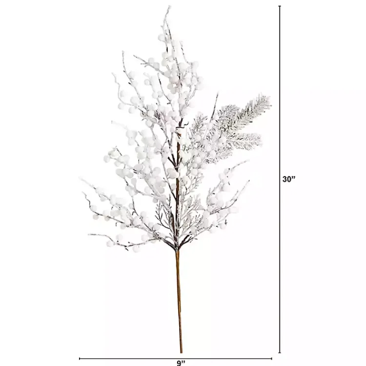 Best Flocked Holly Berry Stems, Set of 3 Stems & Bouquets