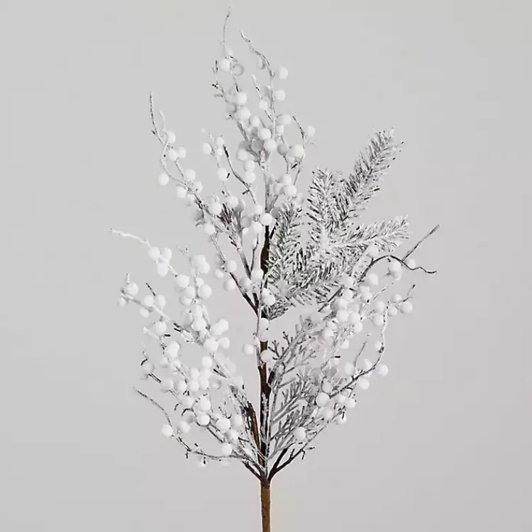 Best Flocked Holly Berry Stems, Set of 3 Stems & Bouquets