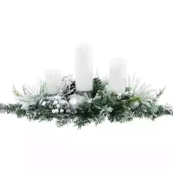 Online Flocked Pine and Ornament Candle Centerpiece Arrangements & Greenery
