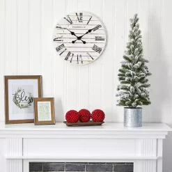 Sale Flocked Pine Tree in Tin Can Planter Christmas Arrangements & Garland