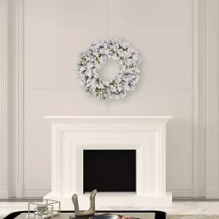 Discount Flocked Snow Italian Warm Lights Wreath Christmas Wreaths