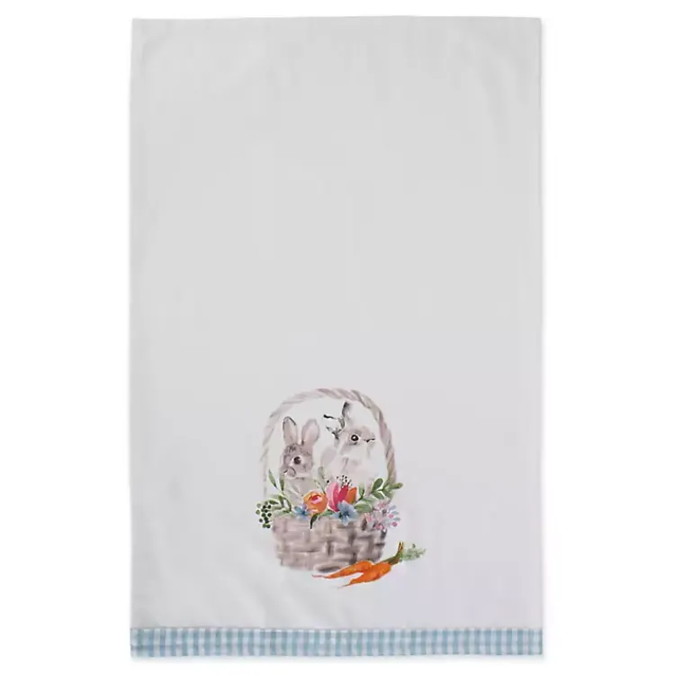 New Floral and Easter Bunnies Dish Towels, Set of 3 Easter Decorations