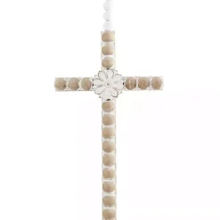 Kirklands Home Wall Plaques|Floral Beaded Wood Cross Wall Plaques, Set of 3