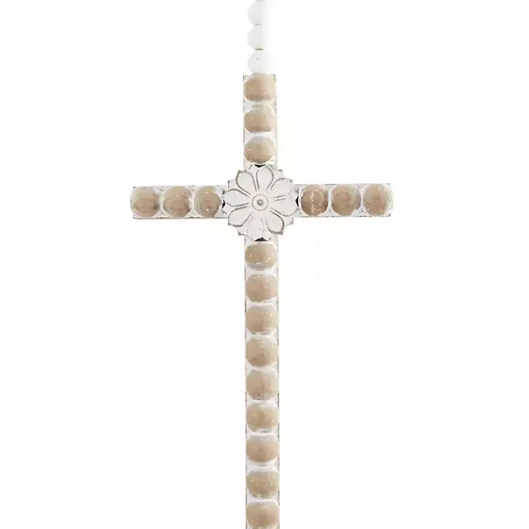 Kirklands Home Wall Plaques|Floral Beaded Wood Cross Wall Plaques, Set of 3