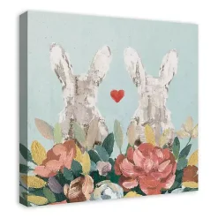 Outlet Floral Bunny Couple Canvas Art Print Easter Decorations