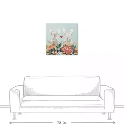 Outlet Floral Bunny Couple Canvas Art Print Easter Decorations