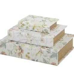 Outlet Floral Canvas Book Boxes, Set of 3 Baskets & Boxes