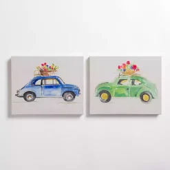 Kirklands Home Canvas Art|Floral Cars Canvas Art Prints, Set of 2