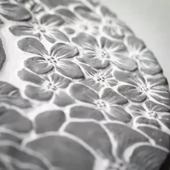 Kirklands Home Garden Decor|Floral Cement Stepping Stone Gray