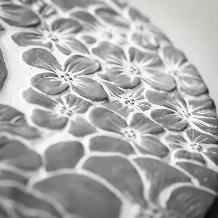 Kirklands Home Garden Decor|Floral Cement Stepping Stone Gray