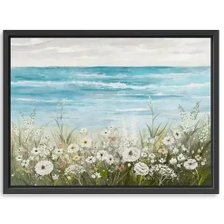 Kirklands Home Canvas Art|Floral Coast Black Framed Canvas Art Print