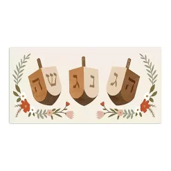 Hot Floral Dreidel Trio Canvas Art Print Hanukkah Decorations