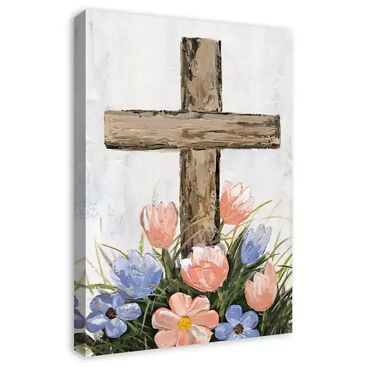Hot Floral Easter Cross Canvas Art Print Easter Decorations