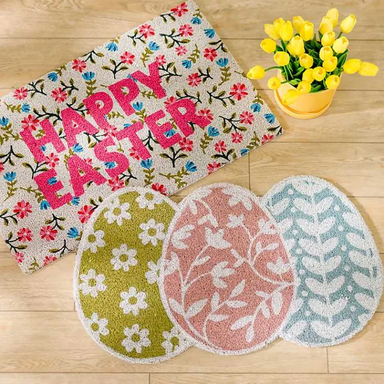 Kirklands Home Doormats|Floral Eggs Coir Doormat