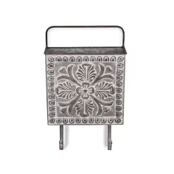 Kirklands Home Wall Storage|Floral Embossed Metal Wall Pocket
