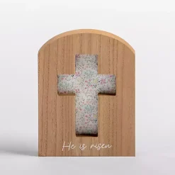 Online Floral He is Risen Cross Easter Tabletop Sign Easter Decorations