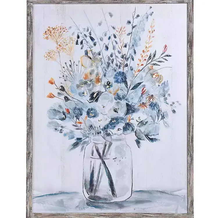 Kirklands Home Framed Art|Floral In A Jar II Framed Wall Art Print Blue