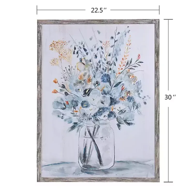 Kirklands Home Framed Art|Floral In A Jar II Framed Wall Art Print Blue