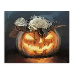 Online Floral Jack O Lantern Canvas Art Print, 16x20 Halloween