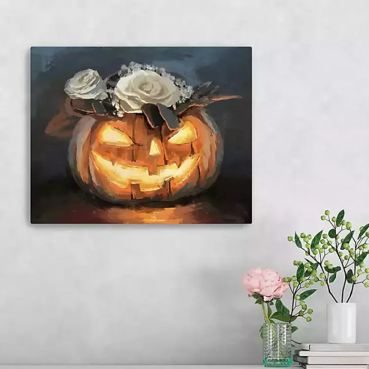 Online Floral Jack O Lantern Canvas Art Print, 16x20 Halloween