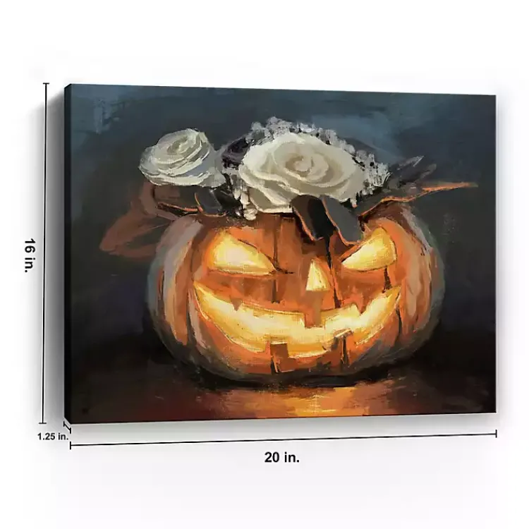 Online Floral Jack O Lantern Canvas Art Print, 16x20 Halloween