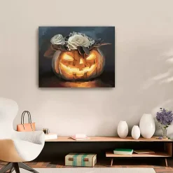 Sale Floral Jack O Lantern Canvas Art Print, 24x30 Halloween