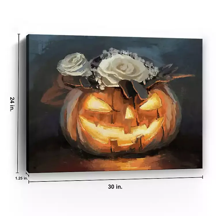Sale Floral Jack O Lantern Canvas Art Print, 24x30 Halloween
