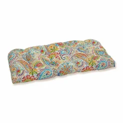 Kirklands Home Outdoor Cushions & Pillows|Floral Paisley Tufted Outdoor Settee Cushion