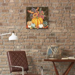 Clearance Floral Pumpkins Canvas Art Print Fall