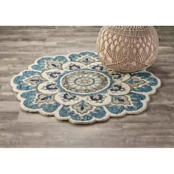 Kirklands Home Area Rugs|Floral Round Edged Area Rug, 6 ft.