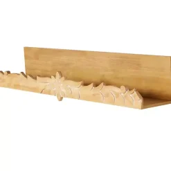 Kirklands Home Shelves|Floral Scroll Natural Wood Wall Shelf