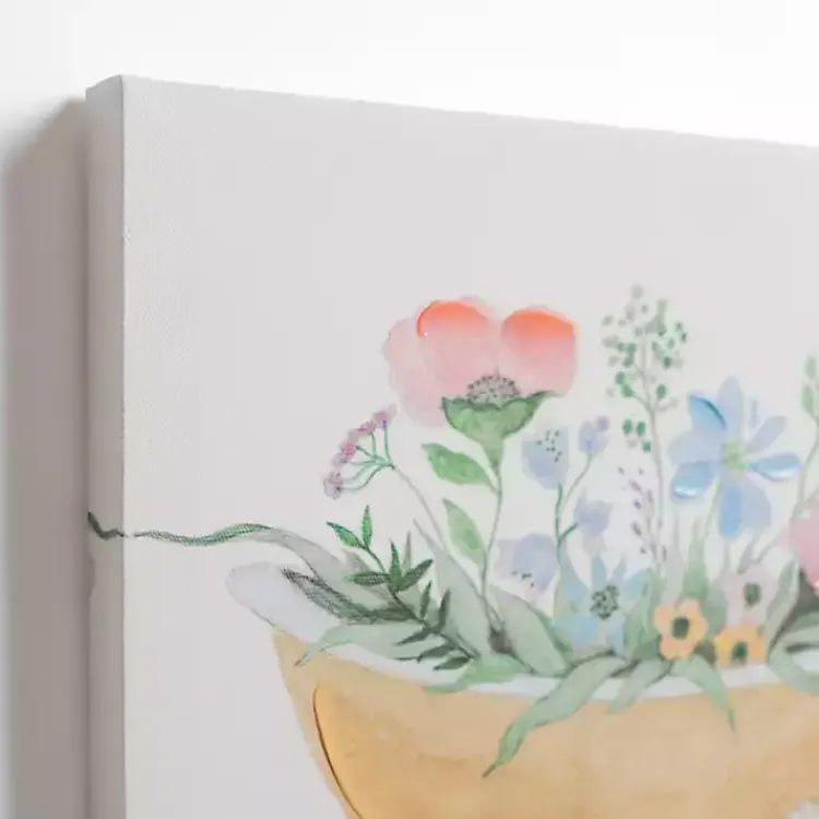 Kirklands Home Canvas Art|Floral Tan Bathtub Canvas Art Prints, Set of 2