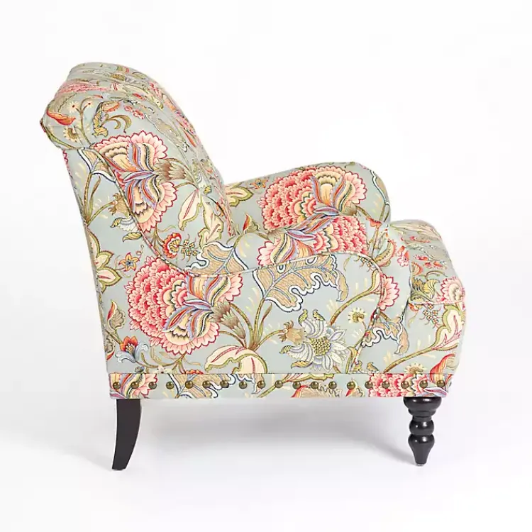 Kirklands Home Accent Chairs|Floral Tufted Rebecca Accent Chair Pink