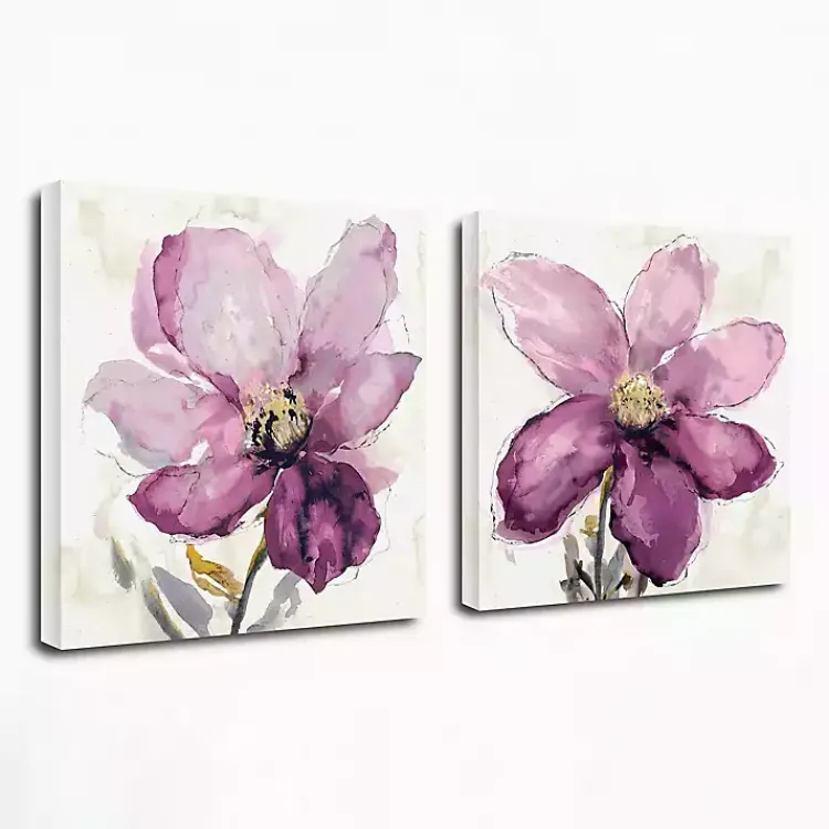 Kirklands Home Canvas Art|Floral Wash Giclee Canvas Art Print, Set of 2 Purple