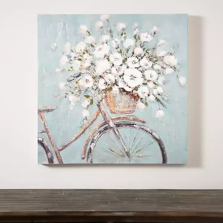 Kirklands Home Canvas Art|Flower Basket on Bike Canvas Art Print