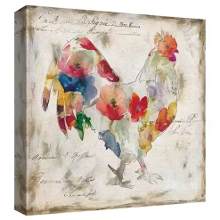 Kirklands Home Canvas Art|Flowered Chicken Canvas Art Print, Set of 2 Multi