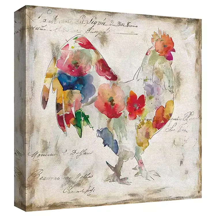 Kirklands Home Canvas Art|Flowered Chicken Canvas Art Print, Set of 2 Multi