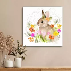New Flowers & Bunny Canvas Art Print Easter Decorations