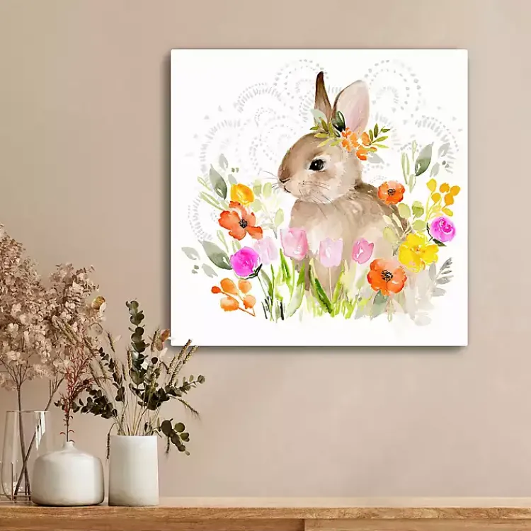 New Flowers & Bunny Canvas Art Print Easter Decorations