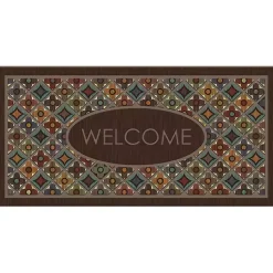 Kirklands Home Doormats|Flowery Tiles Entry Doormat Brown