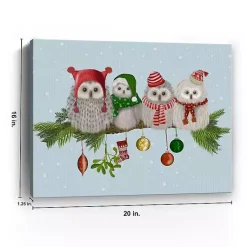 New Fluffy Owls on Branch Canvas Art Print Christmas Art & Wall Decor
