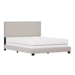 Kirklands Home Beds & Headboards|Fog Upholstered Nailhead Trim Queen Bed Gray
